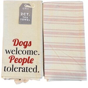 Dogs Welcome People Tolerated Tea Towel Set